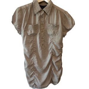 Antilia Femme M top ruched pockets button down grunge edgy punk rip stop